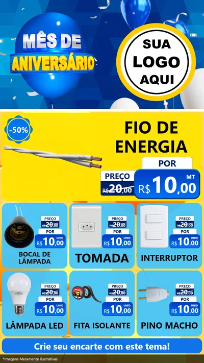 Modelo de Rede Social para Stories com o tema Mês de Aniversário para Materiais Elétricos