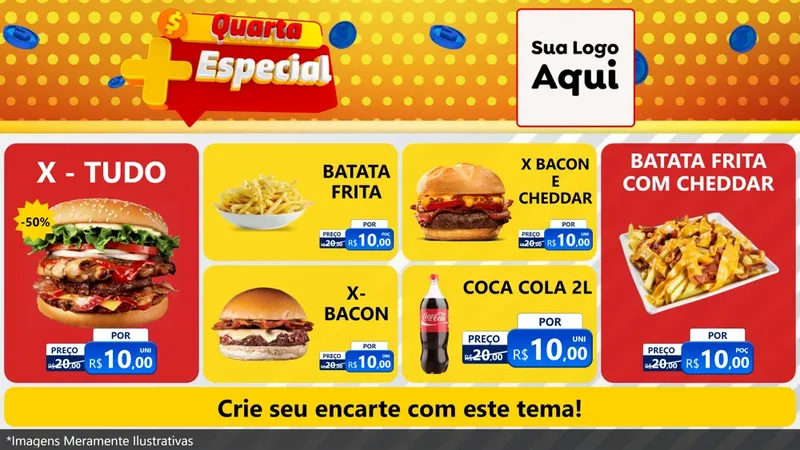 Modelo de TV para TV Horizontal com o tema Quarta Mais Especial para Hamburgueria