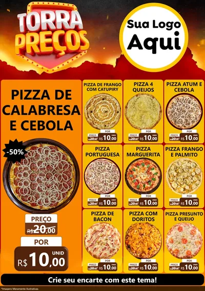 Modelo de Encarte para Encarte A4 Vertical com o tema Torra Preços para Pizzaria