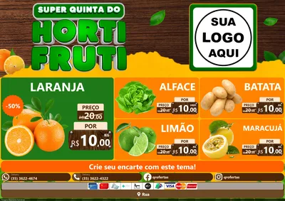 Modelo de Encarte para Encarte A4 Horizontal com o tema Super Quinta do Hortifruti para Hortifrúti