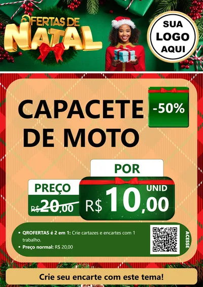 Modelo de Cartaz para Cartaz A4 Vertical com o tema Ofertas de Natal para Moto peças