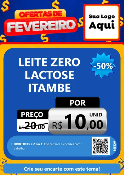 Modelo de Cartaz para Cartaz A4 Vertical com o tema Ofertas de Fevereiro para Frios e Laticínios