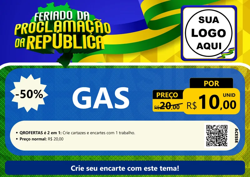 Modelo de Cartaz para Cartaz A4 Horizontal com o tema Feriado da Proclamação da República para Água e gás