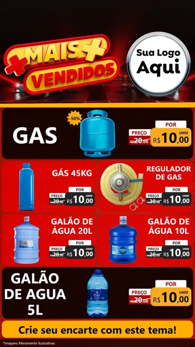 Modelo de TV para TV Vertical com o tema Mais Vendidos para Água e gás