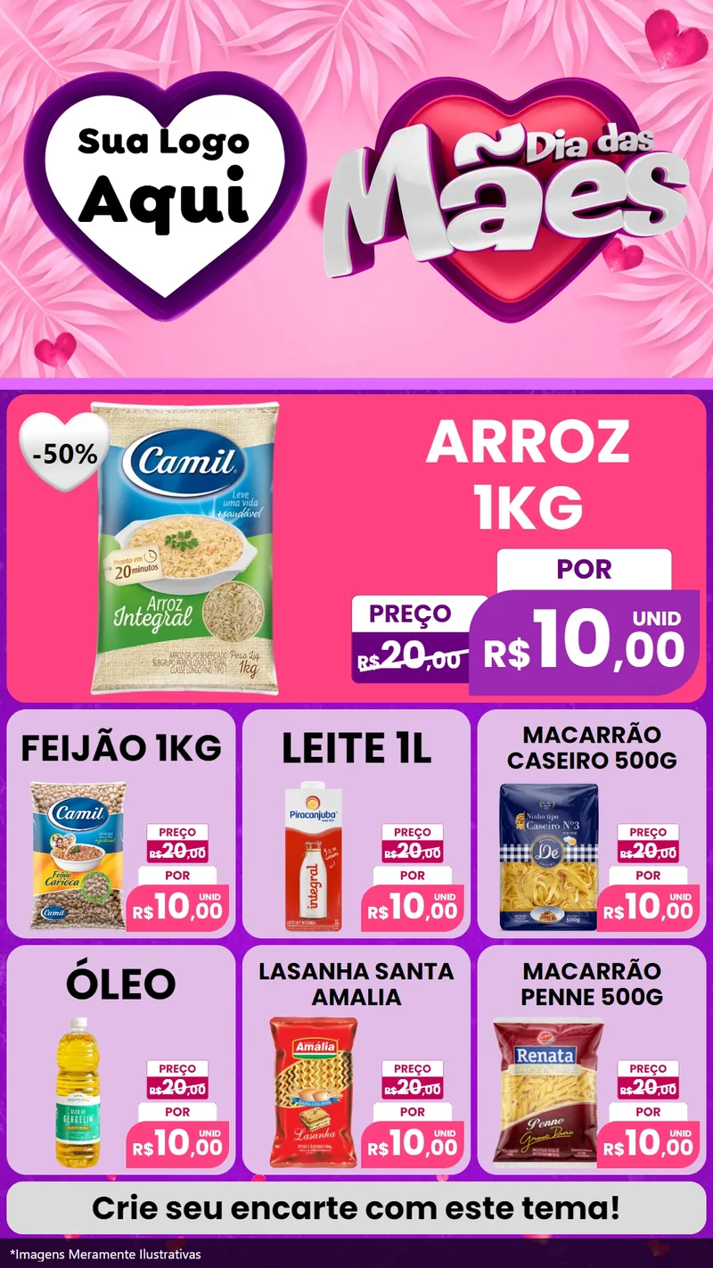 Modelo de Rede Social para Stories com o tema Dia das Mães para Supermercado