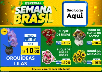 Modelo de Encarte para Encarte A4 Horizontal com o tema Especial Semana do Brasil para Floricultura e jardim