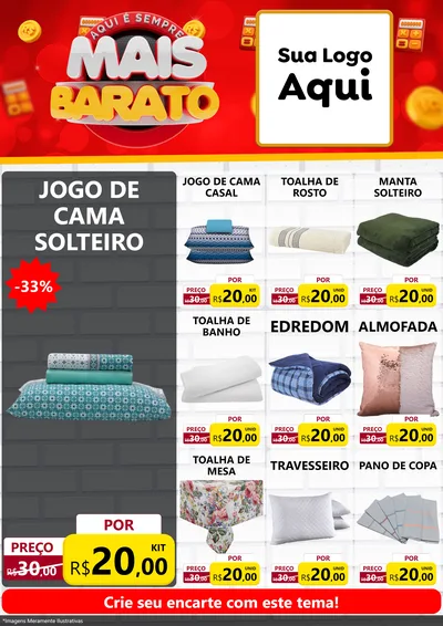 Modelo de Encarte para Encarte A4 Vertical com o tema Mais Barato para Cama, Mesa e Banho