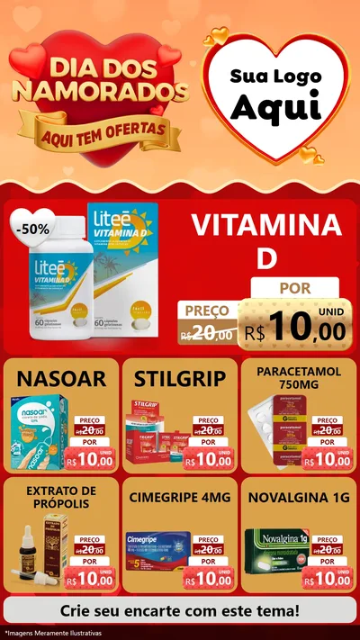 Modelo de Rede Social para Stories com o tema Dia dos Namorados - Aqui Tem Ofertas para Farmácia