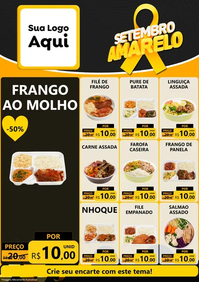 Modelo de Encarte para Encarte A4 Vertical com o tema Setembro Amarelo para Restaurante