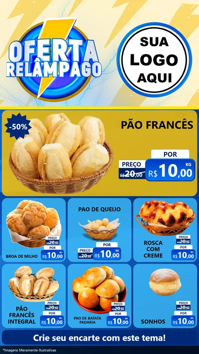 Modelo de Rede Social para Stories com o tema Oferta Relâmpago para Padaria