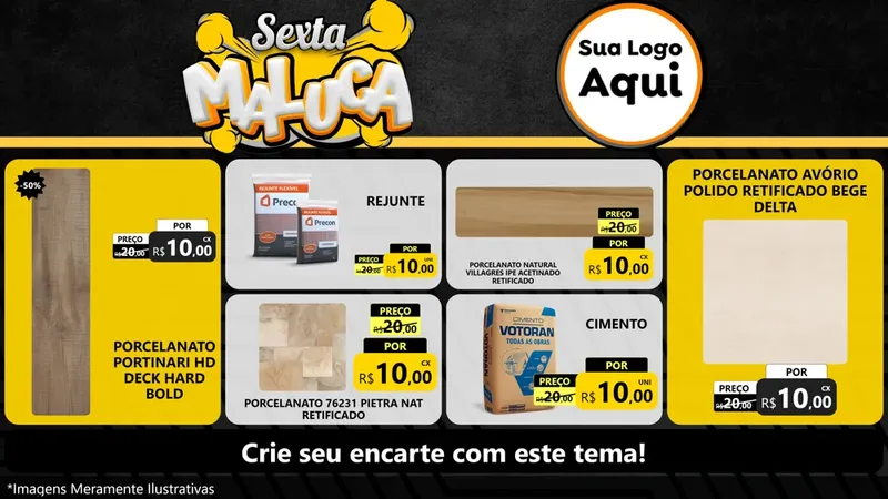Modelo de TV para TV Horizontal com o tema Sexta Maluca para Pisos e revestimentos