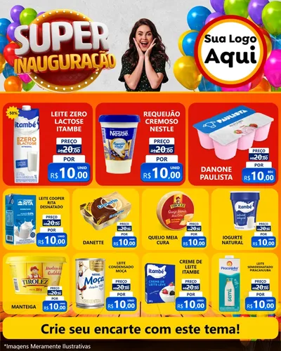Modelo de Rede Social para Feed Instagram com o tema Super Inauguração para Frios e Laticínios