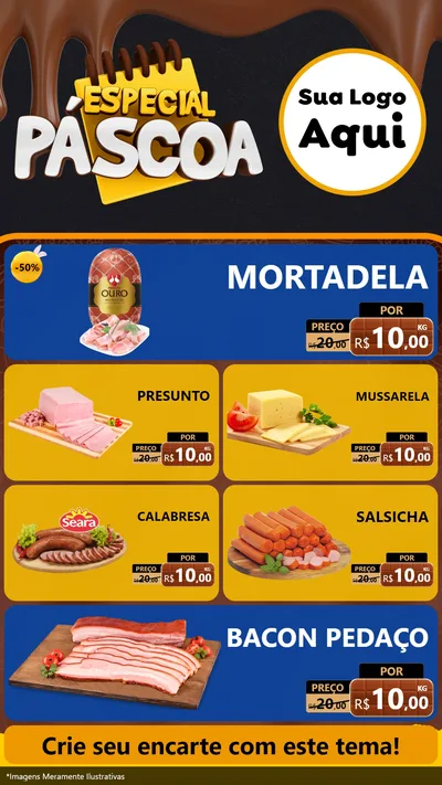 Modelo de TV para TV Vertical com o tema Especial Páscoa para Frios e Laticínios