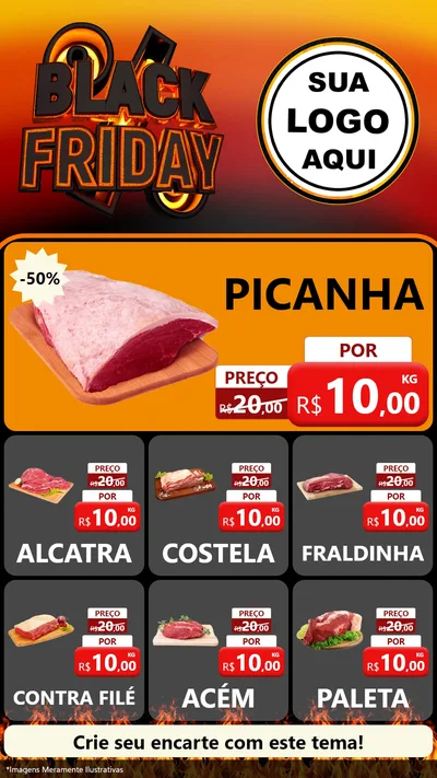 Modelo de Rede Social para Stories com o tema Black Friday para Açougue