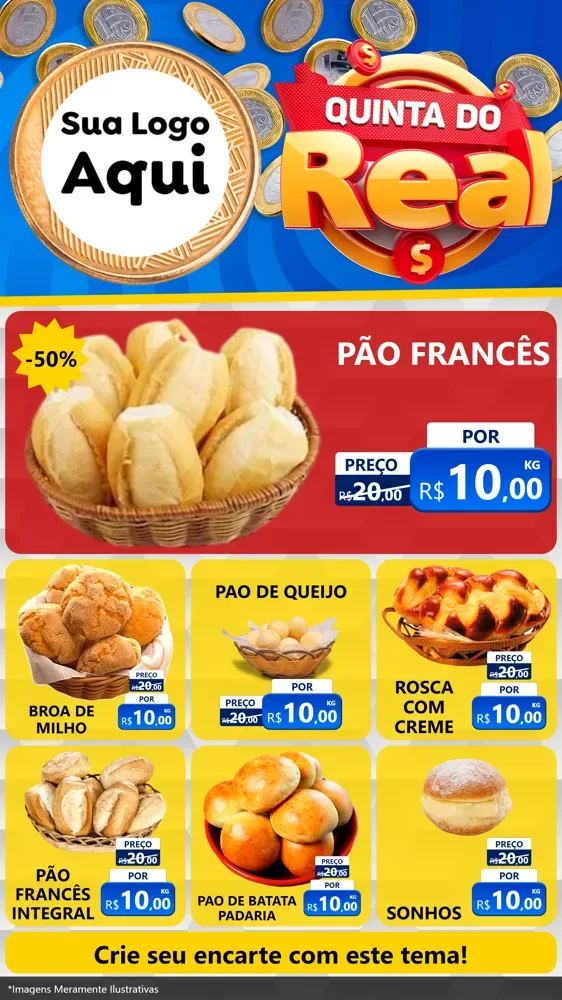 Modelo de Rede Social para Stories com o tema Quinta do Real para Padaria