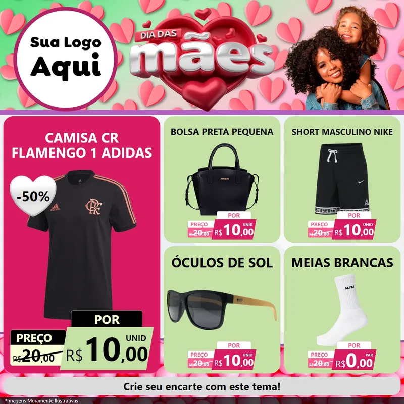 Modelo de Rede Social para Feed Facebook com o tema Dia das Mães para Roupas e acessórios