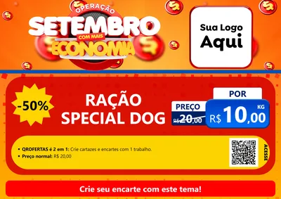 Modelo de Cartaz para Cartaz A4 Horizontal com o tema Operação Setembro Com Muita Economia para Pet Shop