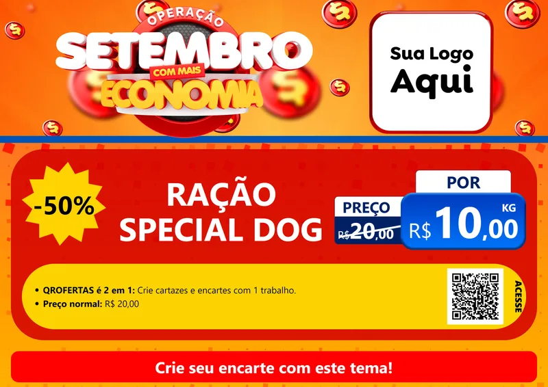 Modelo de Cartaz para Cartaz A4 Horizontal com o tema Operação Setembro Com Muita Economia para Pet Shop
