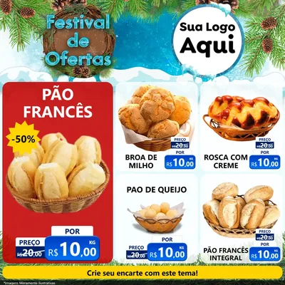 Modelo de Rede Social para Feed Facebook com o tema Festival de Ofertas - Inverno para Padaria