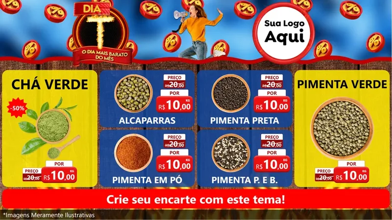 Modelo de TV para TV Horizontal com o tema Dia T - O Dia Mais Barato Do Mês para Produtos Naturais