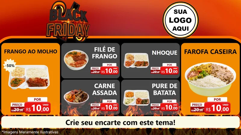Modelo de TV para TV Horizontal com o tema Black Friday para Restaurante