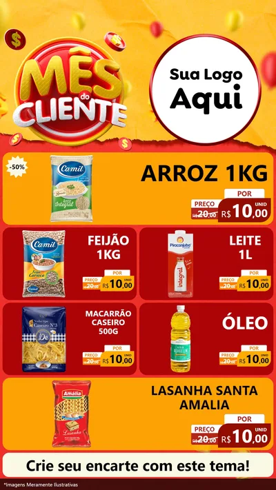 Modelo de TV para TV Vertical com o tema Mês do Cliente para Supermercado