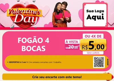 Modelo de Cartaz para Cartaz A4 Horizontal com o tema Valentine's Day para Móveis e Eletro