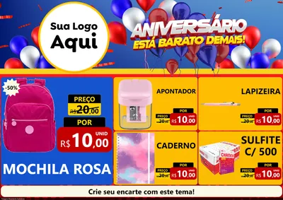 Modelo de Encarte para Encarte A4 Horizontal com o tema Aniversário para Papelaria