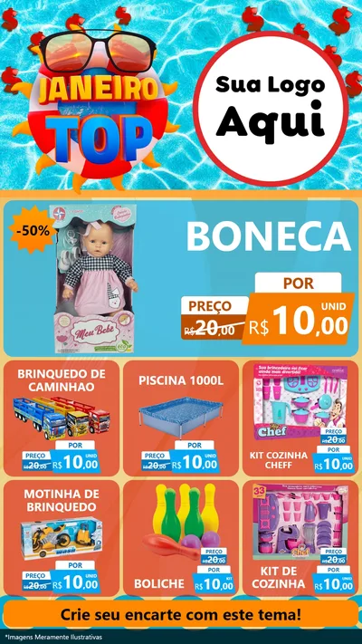 Modelo de Rede Social para Stories com o tema Janeiro Top para Brinquedos