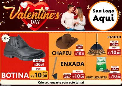 Modelo de Encarte para Encarte A4 Horizontal com o tema Valentine's Day para Agropecuária