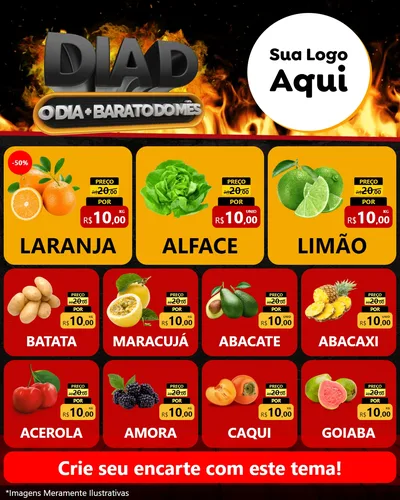 Modelo de Rede Social para Feed Instagram com o tema Dia D, O Dia Mais Barato Do Mês para Hortifrúti