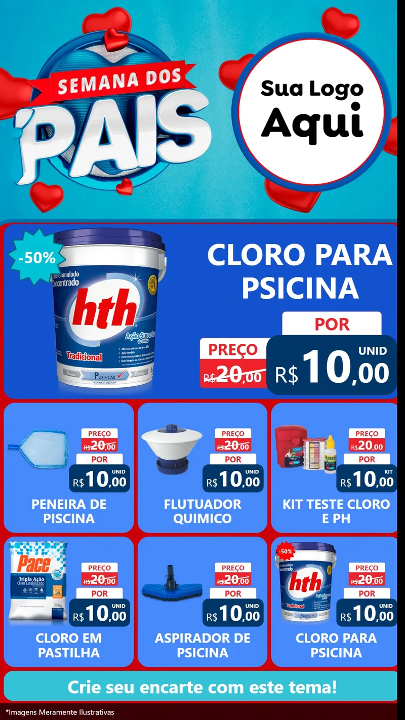 Modelo de Rede Social para Stories com o tema Semana Dos Pais para Produtos para Piscina