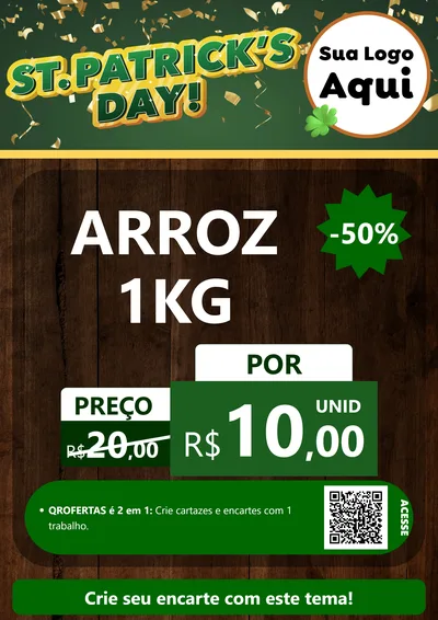 Modelo de Cartaz para Cartaz A4 Vertical com o tema St Patriks Day para Supermercado
