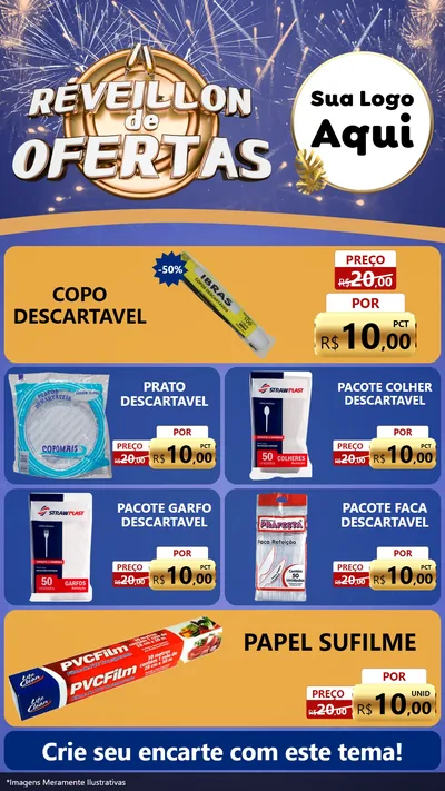 Modelo de TV para TV Vertical com o tema Réveillon de Ofertas para Embalagens