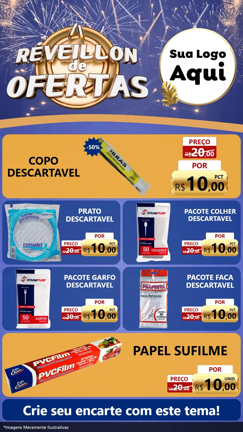Modelo de TV para TV Vertical com o tema Réveillon de Ofertas para Embalagens