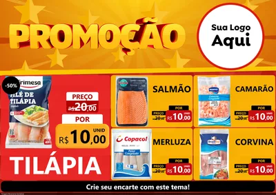 Modelo de Encarte para Encarte A4 Horizontal com o tema Promoção para Peixaria