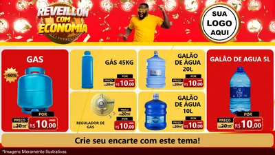 Modelo de TV para TV Horizontal com o tema Réveillon com Economia para Água e gás