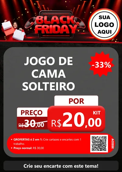 Modelo de Cartaz para Cartaz A4 Vertical com o tema Black Friday para Cama, Mesa e Banho