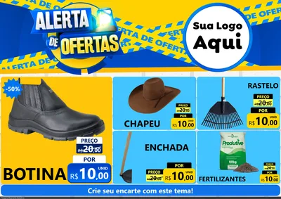 Modelo de Encarte para Encarte A4 Horizontal com o tema Alerta de Ofertas para Agropecuária