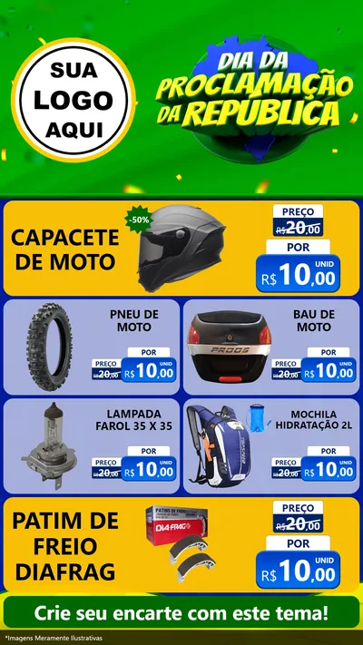 Modelo de TV para TV Vertical com o tema Dia Da Proclamação Da República para Moto peças