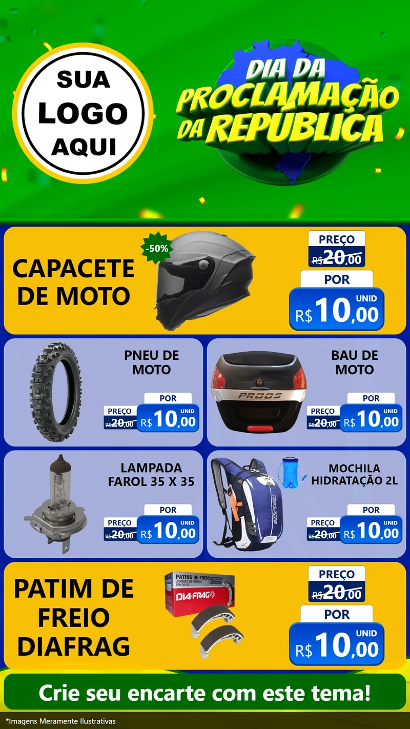 Modelo de TV para TV Vertical com o tema Dia Da Proclamação Da República para Moto peças