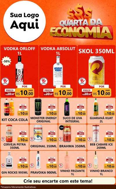 Modelo de Encarte para Encarte Grande com o tema Quarta da Economia para Distribuidora de bebidas