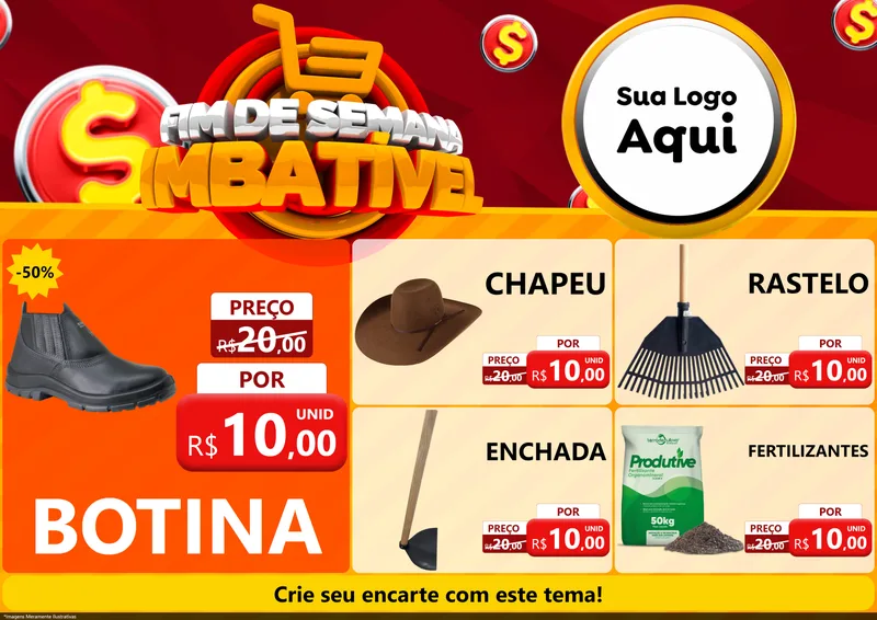 Modelo de Encarte para Encarte A4 Horizontal com o tema Fim de Semana Imbatível para Agropecuária
