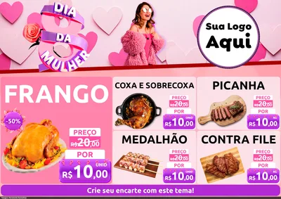 Modelo de Encarte para Encarte A4 Horizontal com o tema Dia da Mulher para Assados