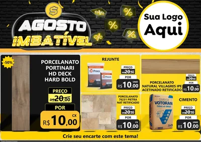 Modelo de Encarte para Encarte A4 Horizontal com o tema Agosto Imbatível para Pisos e revestimentos