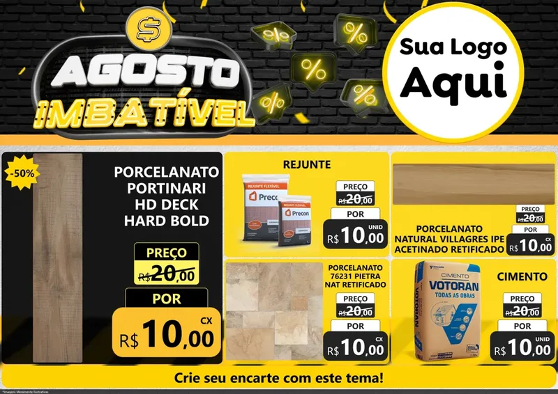 Modelo de Encarte para Encarte A4 Horizontal com o tema Agosto Imbatível para Pisos e revestimentos