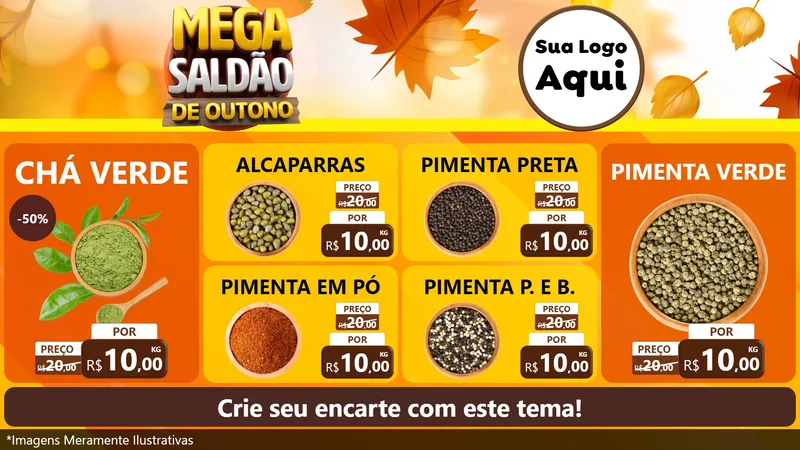 Modelo de TV para TV Horizontal com o tema Mega Saldão de Outono para Produtos Naturais