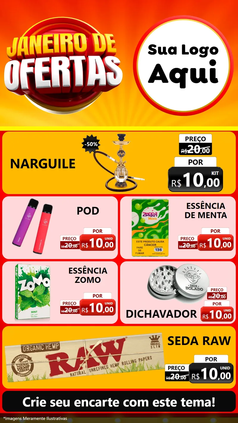 Modelo de TV para TV Vertical com o tema Janeiro de Ofertas para Tabacaria