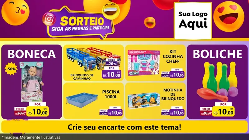 Modelo de TV para TV Horizontal com o tema Sorteio para Brinquedos