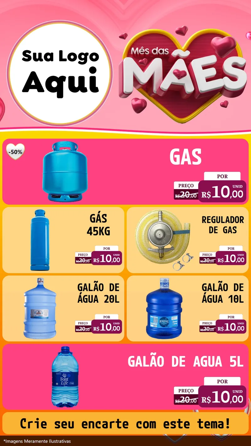 Modelo de TV para TV Vertical com o tema Mês das Mães para Água e gás